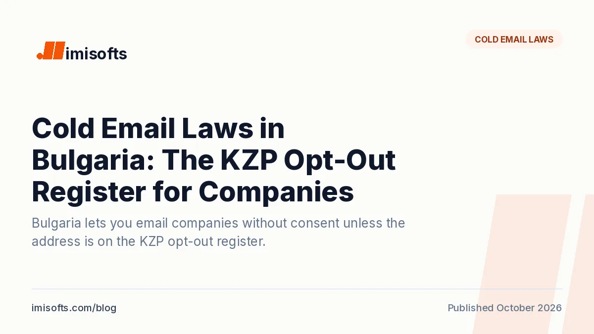 Cold email laws in Bulgaria: the KZP opt-out register for company email addresses and the consent rule for consumers