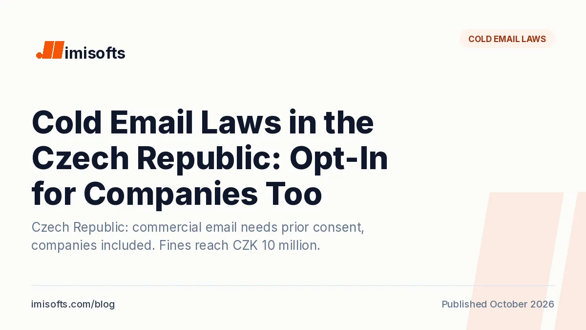 Cold email laws in the Czech Republic: Act 480/2004 opt-in rule, no B2B exception, labeling requirements and ÚOOÚ fines