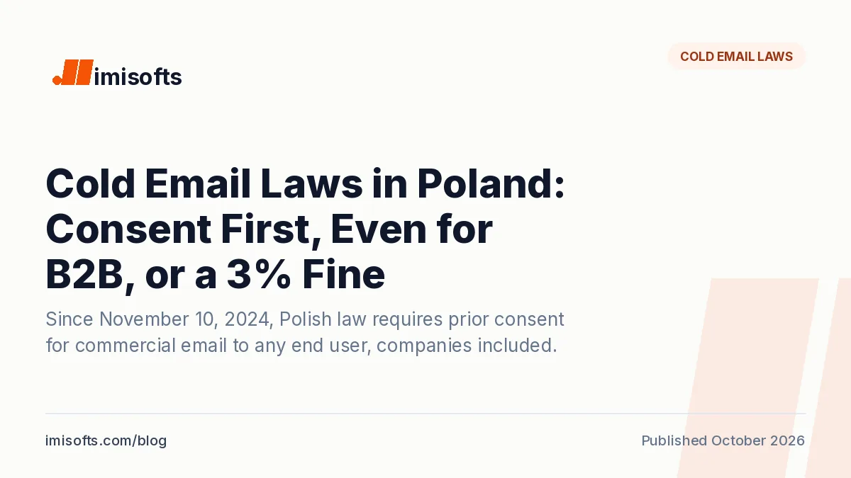 Cold email laws in Poland: Article 398 prior consent for B2B and B2C email and the UKE fine of up to 3 percent of revenue