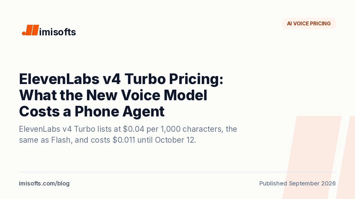ElevenLabs v4 Turbo pricing for voice agents: list price, launch discount and latency against Flash