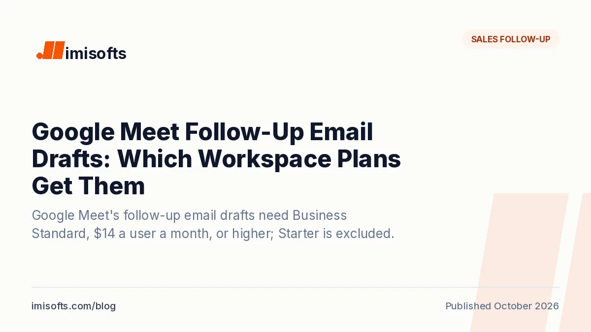 Google Meet follow-up email drafts: available on Business Standard and Plus, not Business Starter