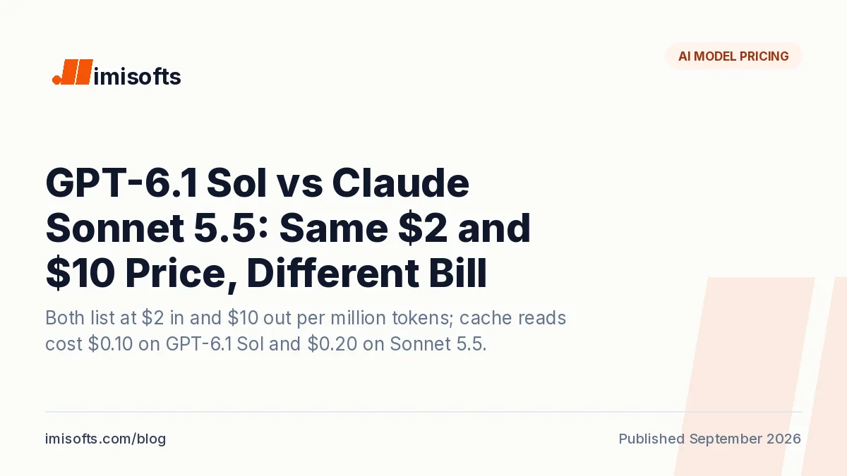 GPT-6.1 Sol versus Claude Sonnet 5.5 API pricing: identical list prices, different cache and long-context rates