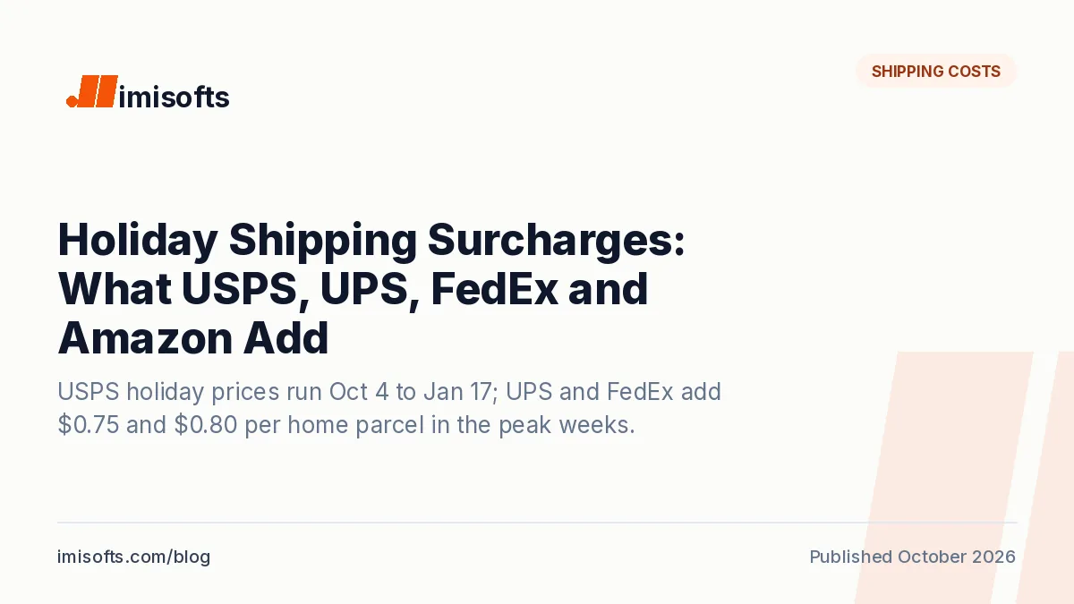 Holiday shipping surcharges for 2026: what USPS, UPS, FedEx and Amazon add per package, with dates