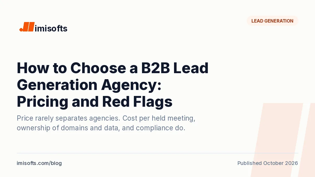How to choose a B2B lead generation agency: pricing models, ownership of domains and data, compliance checks, red flags and questions to ask
