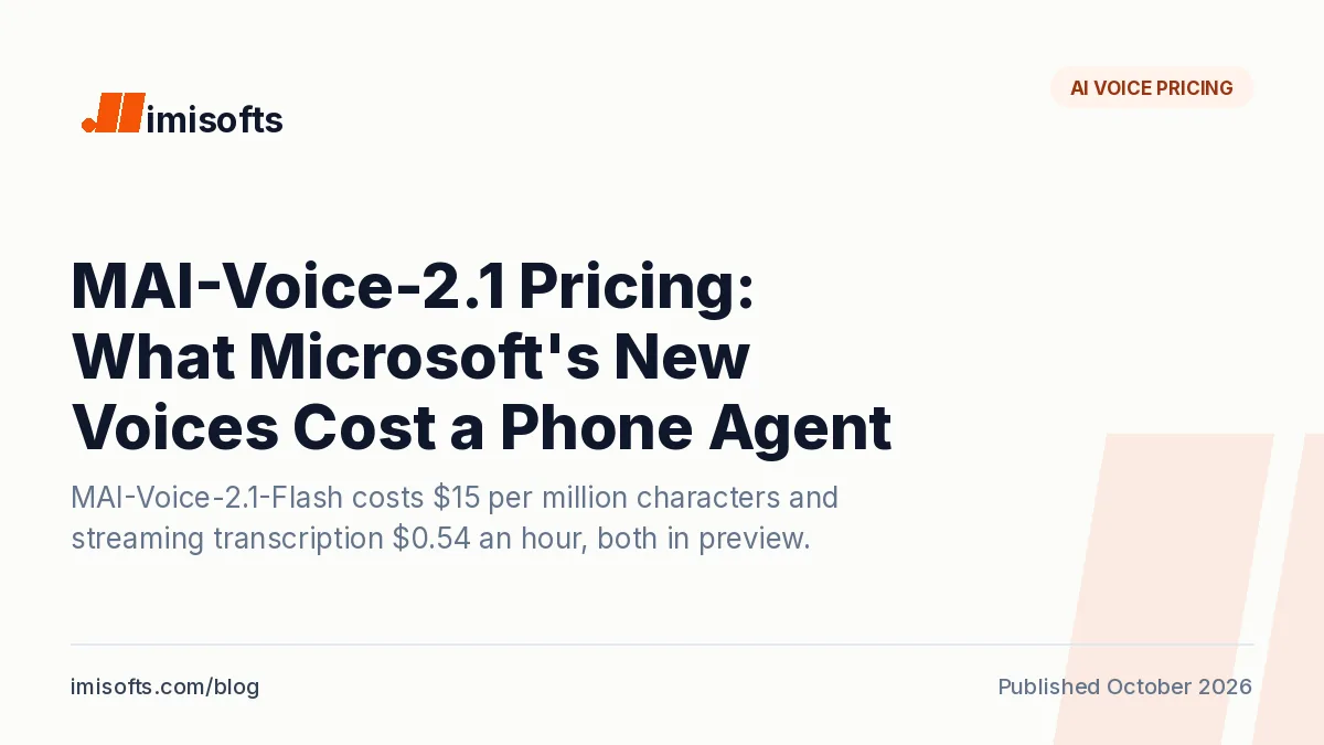 Microsoft MAI-Voice-2.1 and MAI-Transcribe-2-Streaming pricing for AI phone agents