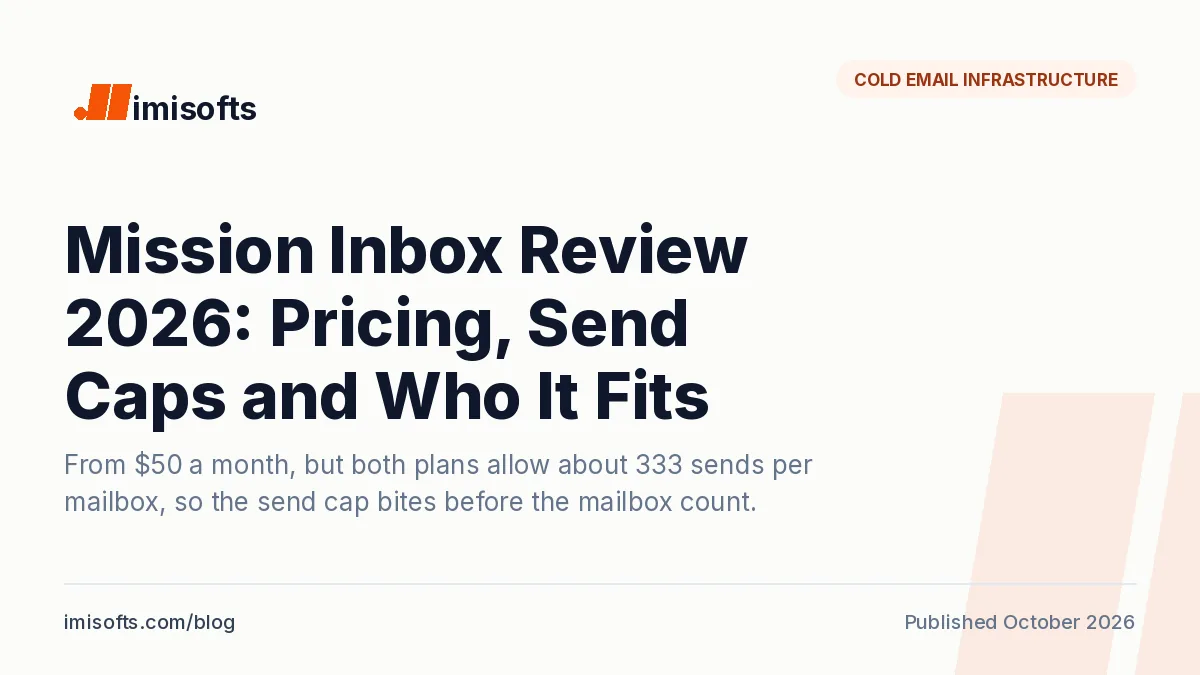 Mission Inbox review 2026: Lite and Scale pricing, monthly send allowance versus normal cold email pacing, and who it fits