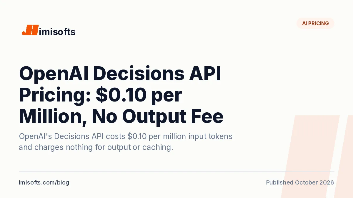 OpenAI Decisions API pricing: $0.10 per million input tokens on gpt-6-luna with no output or cache charges