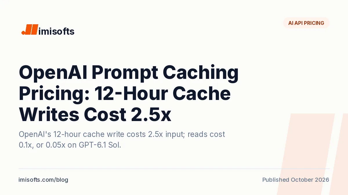 OpenAI prompt caching pricing: 12-hour cache writes at 2.5x input, 30-minute writes at 1.25x, reads at 0.1x