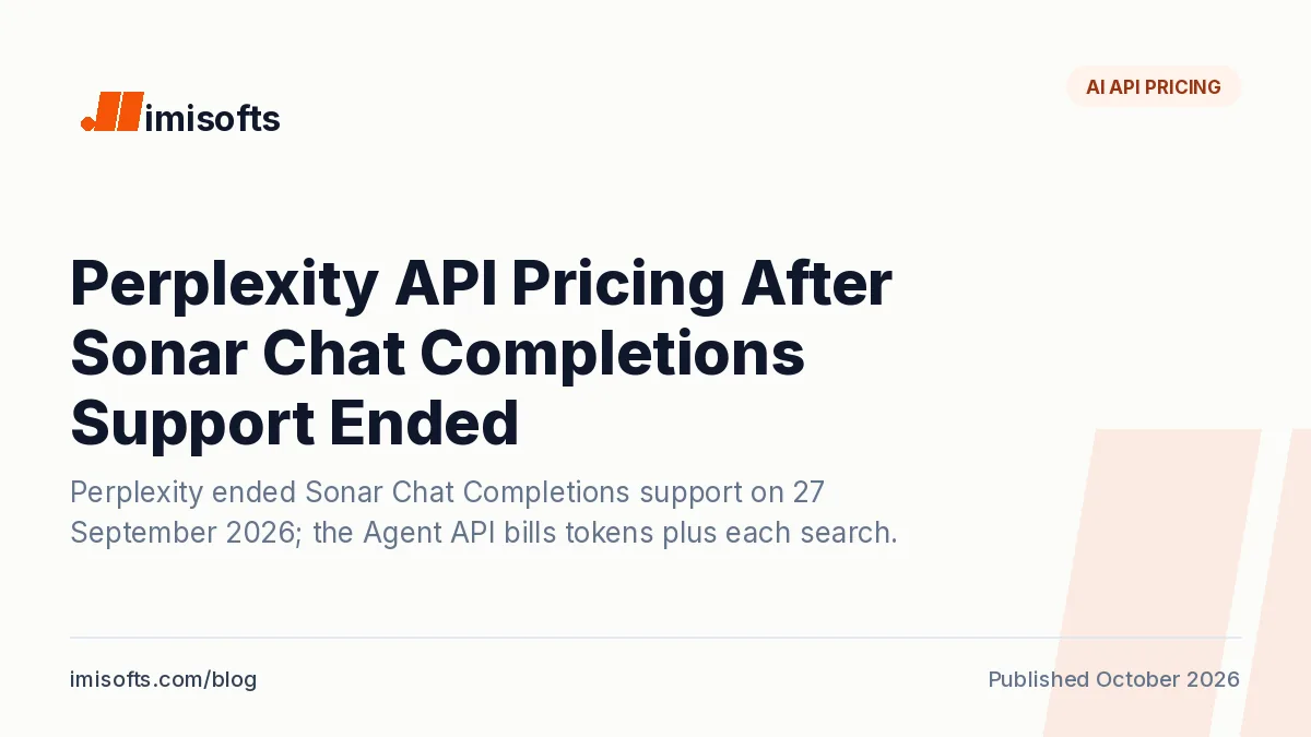 Perplexity API pricing after Sonar Chat Completions support ended: Agent API token and tool prices, Search API rates and preset costs per request