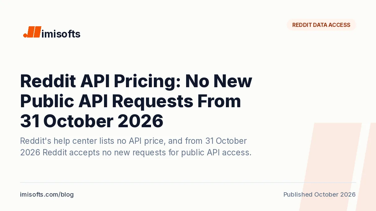 Reddit API pricing: Reddit's free access limits, the 31 October 2026 cutoff for new public API requests, and what Apify and Bright Data charge per 1,000 Reddit items