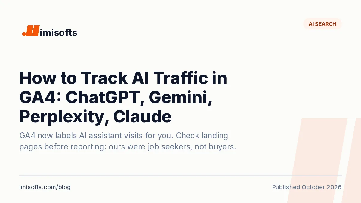 How to track AI traffic in GA4: the AI Assistant channel, a custom channel group for ChatGPT, Perplexity, Gemini and Claude, and what it misses
